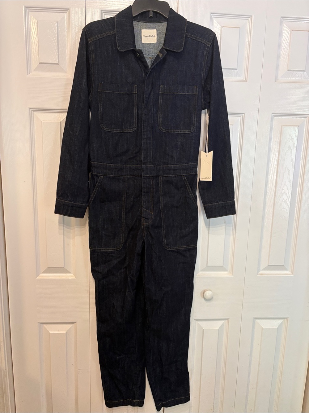 Women's Dark Indigo Denim Utility Jumpsuit 802